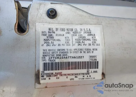 1996 Ford Ranger from USA, damaged, VIN 1FTCR10A6TTA61227